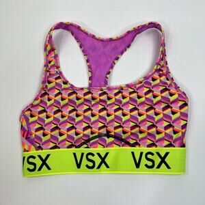 Victoria's Secret VSX The Player Racerback Sports Bra Womens Sz S Neon Geometric